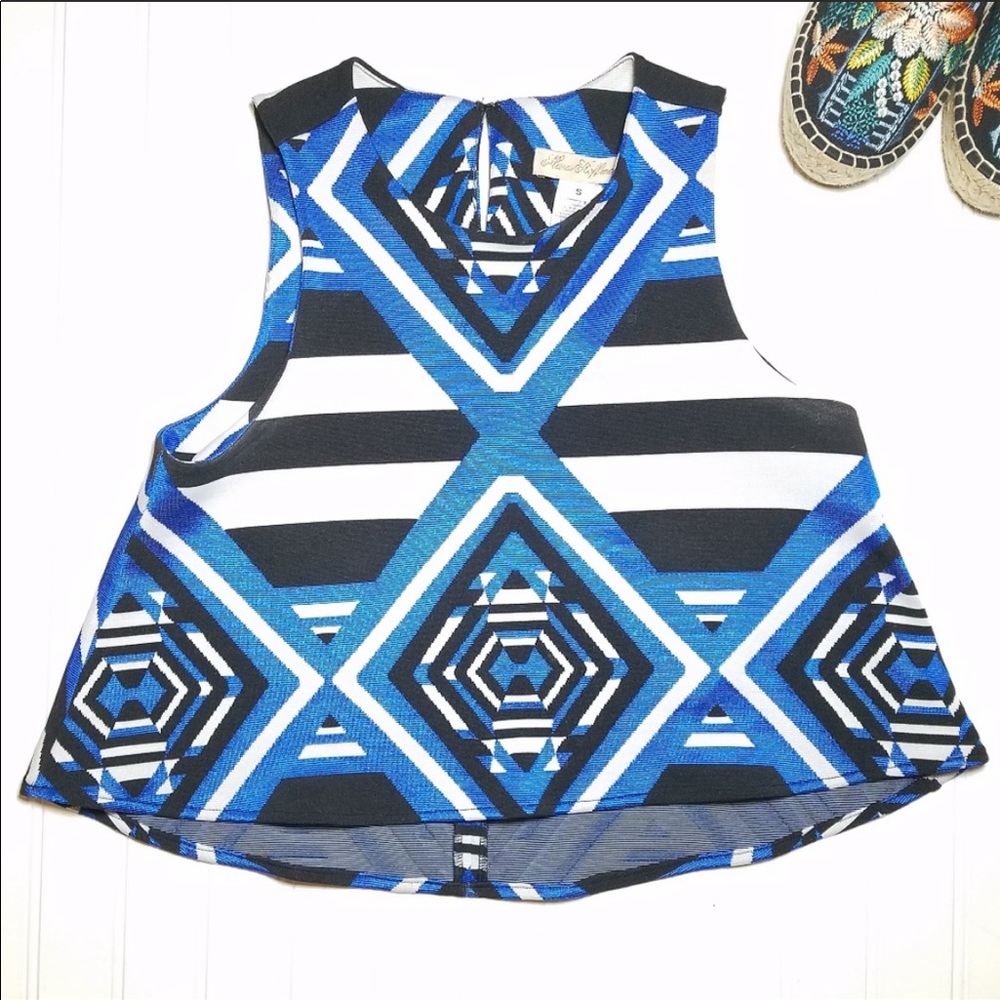 Mara Hoffman Cropped Top Blue Black Sz S